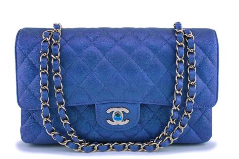 chanel iridescent blue flap|Chanel handbags.